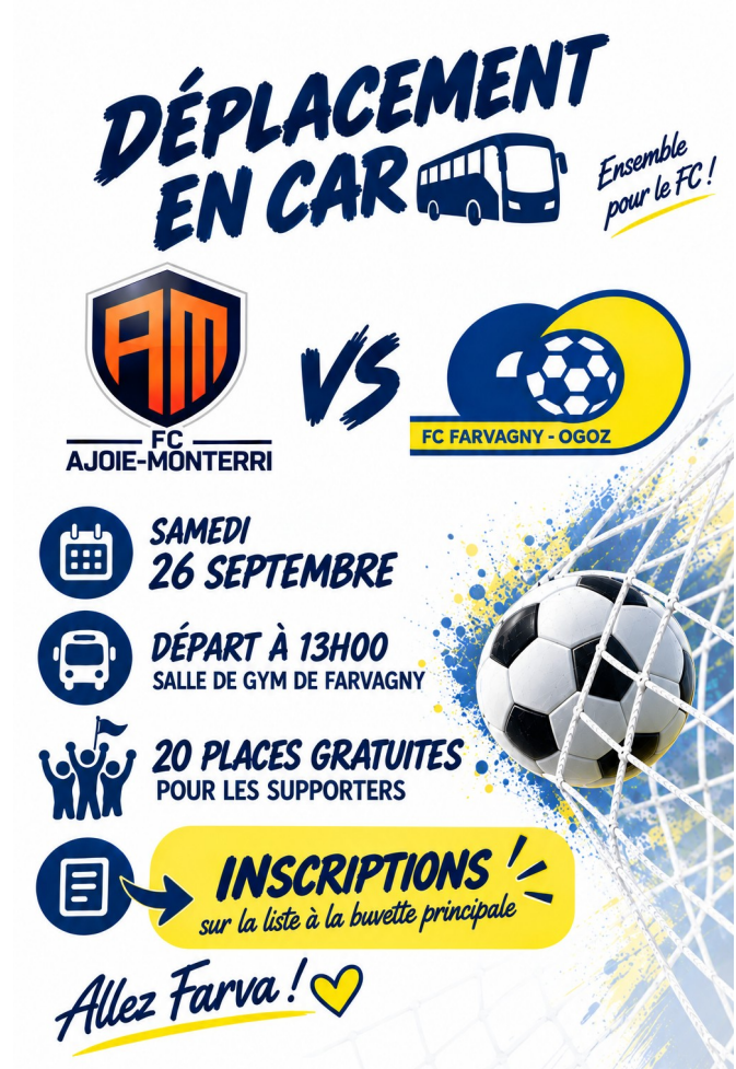 Lire la suite à propos de l’article Déplacement en car – FCFO vs FC Ajoie-Monterri